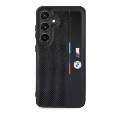 Galaxy S24 Case BMW Original Licensed M Logo Three Color Striped Perforated Detail Line Cover Black