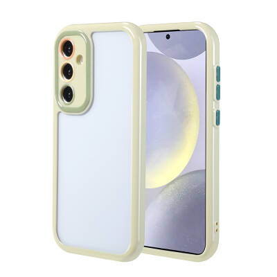 Galaxy S24 Case Camera Protected Colorful Edge Frame Design Zore Vitamin Cover Green