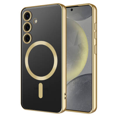 Galaxy S24 Case Camera Protected Zore Demre Cover with Magsafe Wireless Charging Feature Gold