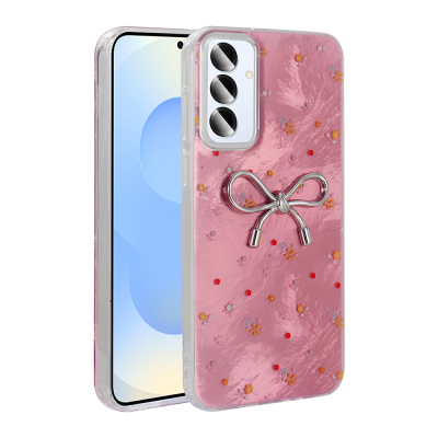 Galaxy S24 Case Camera Protection Figured Zore Ponti Silicone Cover Açık Pembe