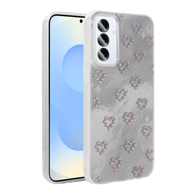 Galaxy S24 Case Camera Protection Figured Zore Ponti Silicone Cover White