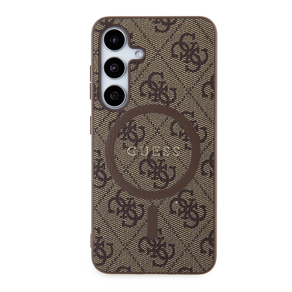 Galaxy S24 Case Guess Original Licensed Magsafe Charging Featured PU Ring 4G Patterned Text Logo Cover - 3