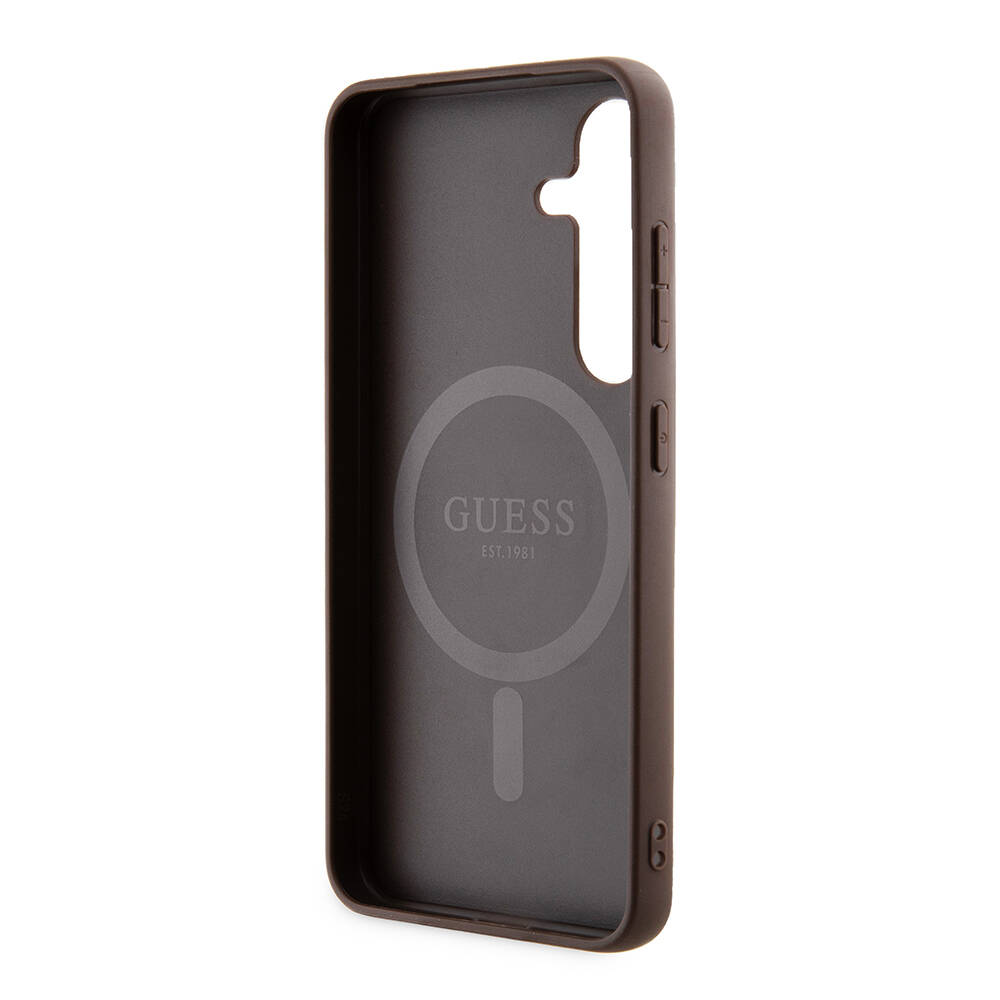 Galaxy S24 Case Guess Original Licensed Magsafe Charging Featured PU Ring 4G Patterned Text Logo Cover - 7