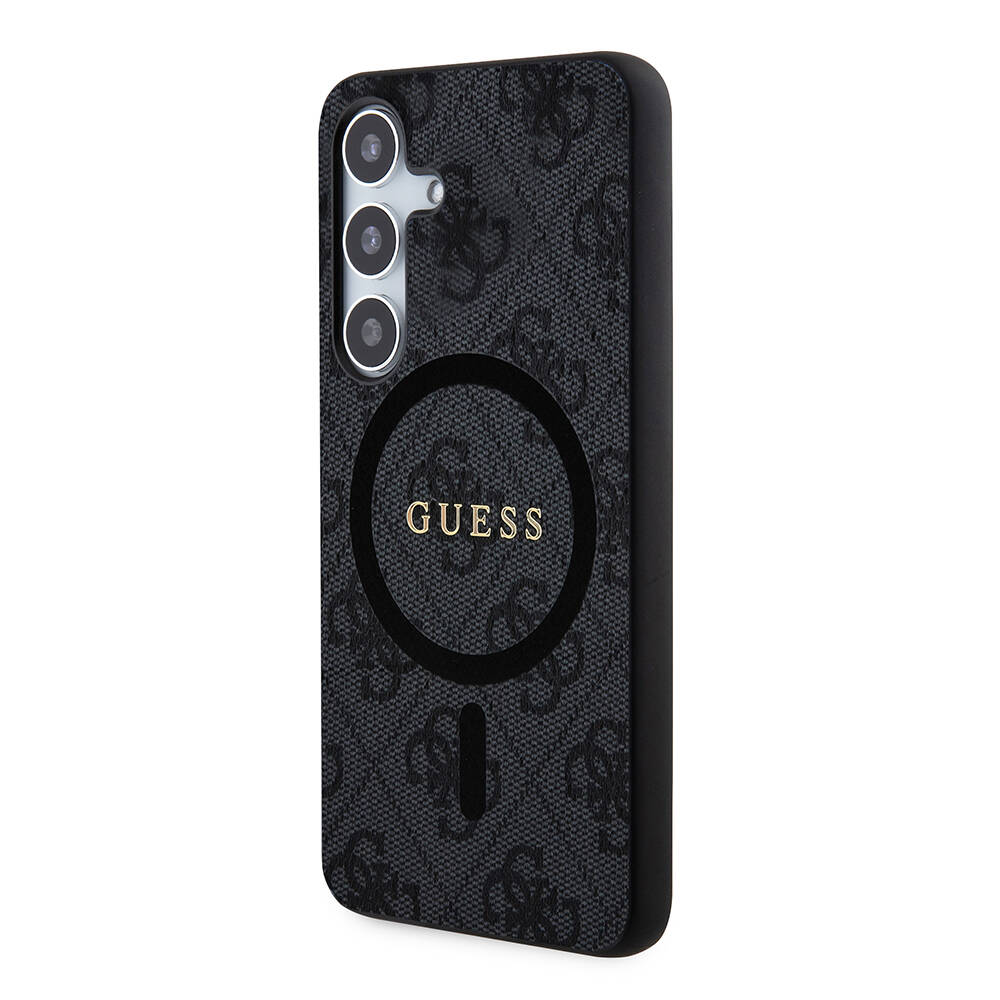 Galaxy S24 Case Guess Original Licensed Magsafe Charging Featured PU Ring 4G Patterned Text Logo Cover - 8