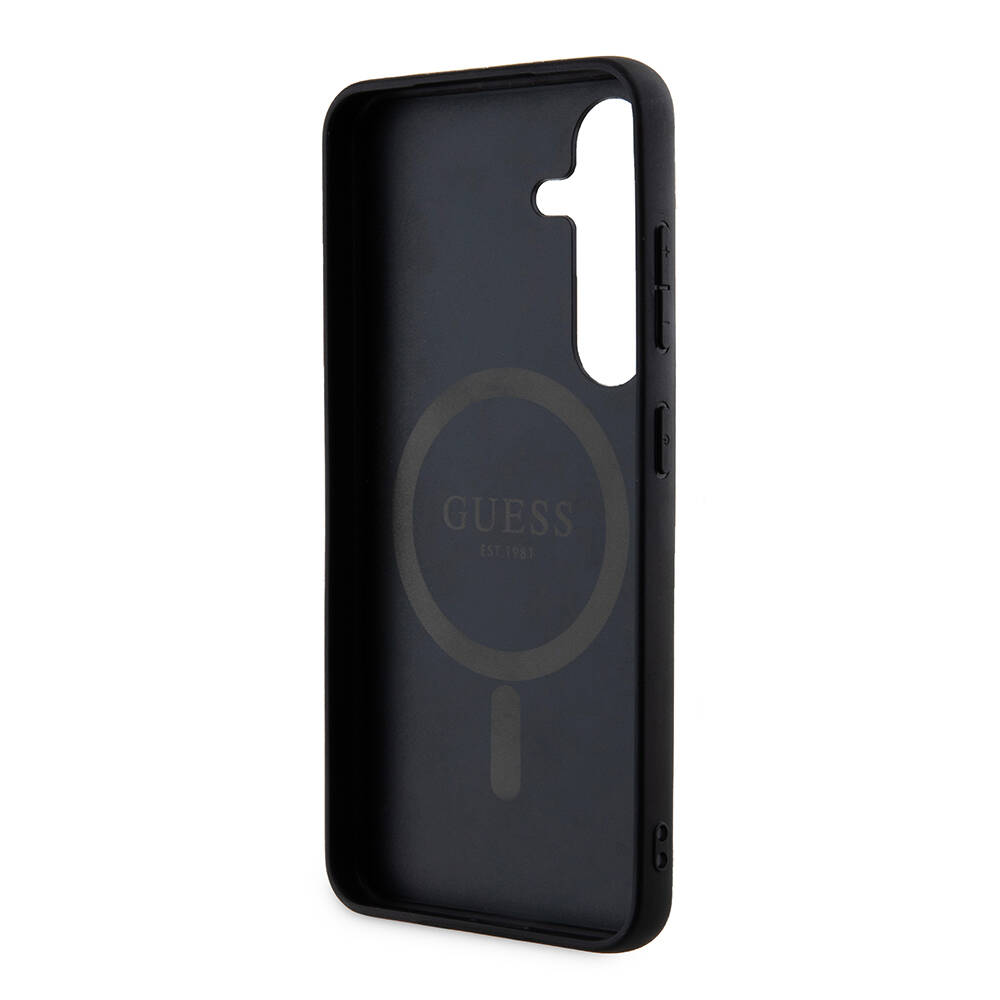 Galaxy S24 Case Guess Original Licensed Magsafe Charging Featured PU Ring 4G Patterned Text Logo Cover - 13