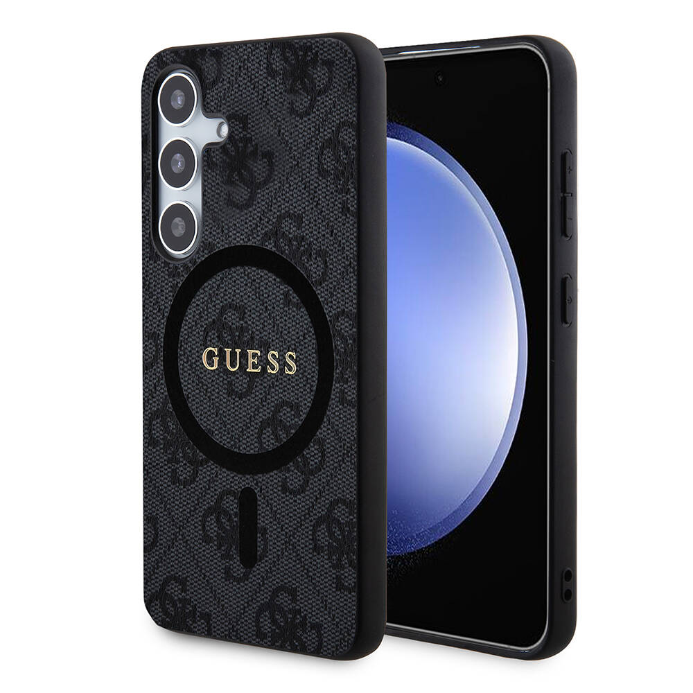 Galaxy S24 Case Guess Original Licensed Magsafe Charging Featured PU Ring 4G Patterned Text Logo Cover - 15