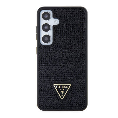 Galaxy S24 Case Guess Original Licensed Stone Back Cover with Triangle Logo Black