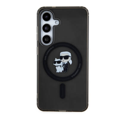 Galaxy S24 Case Karl Lagerfeld Original Licensed Karl & Choupette IML Printed Cover with Magsafe Charging Feature Black