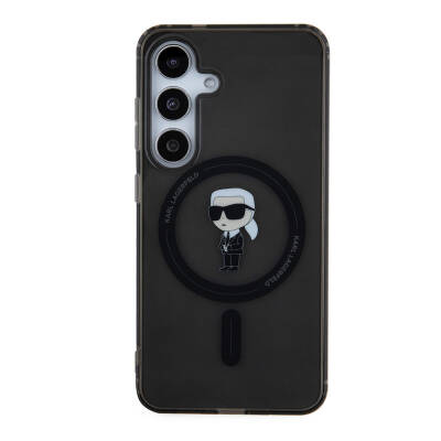 Galaxy S24 Case Karl Lagerfeld Original Licensed Karl Head IML Printed Cover with Magsafe Charging Feature Black