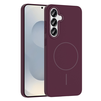 Galaxy S24 Case Magsafe Charging Feature Zore Ruby Silicone Cover Plum
