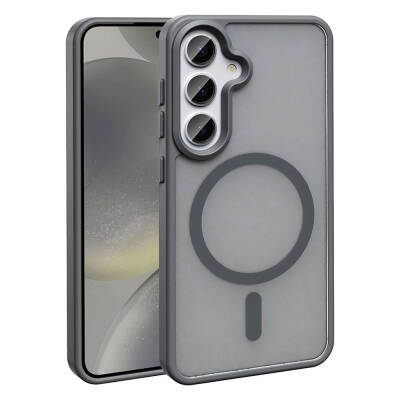 Galaxy S24 Case Magsafe Charging Featured Matte Back Surface Zore Sio Cover Grey