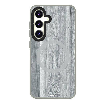 Galaxy S24 Case with Magsafe Charging Featured Yellowing Resistant Youngkit Wood Forest Series Cover Grey