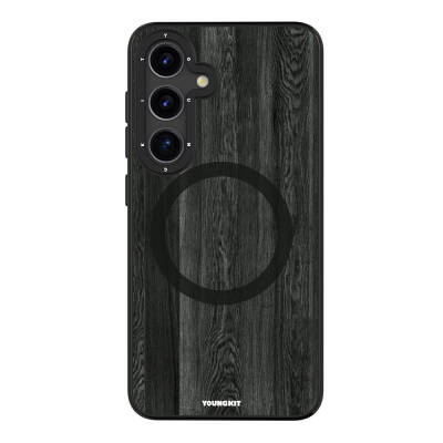 Galaxy S24 Case with Magsafe Charging Featured Yellowing Resistant Youngkit Wood Forest Series Cover Black