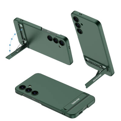 Galaxy S24 Case Zore Camera Protection Vertical Stand Ays Cover Dark Green