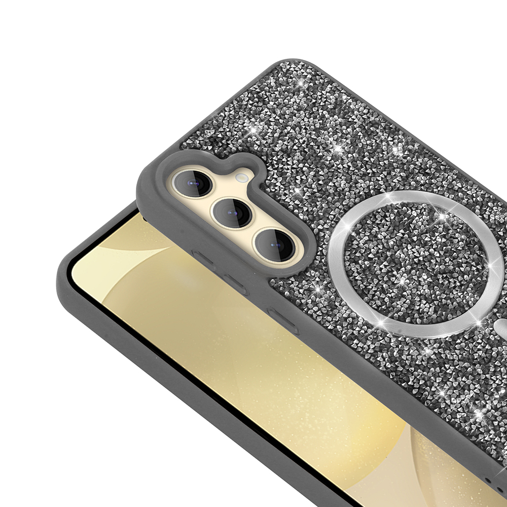 Galaxy S24 FE Case Diamond Design Magsafe Charging Feature Zore Mosaic Silicone Cover - 10