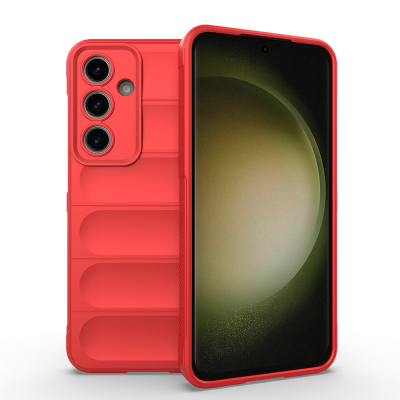 Galaxy S24 FE Case Flexible TPU Hollow Back Surface Design Zore Ethnic Silicone Cover Red