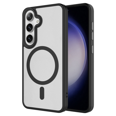 Galaxy S24 FE Case Hard PC Back Surface Wireless Charging Enabled Zore Fleet M-safe Cover Black