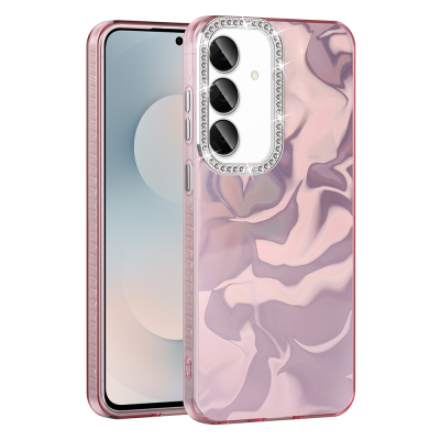 Galaxy S24 FE Case with Airbag, Shiny Stone Detail Design, Zore Esila Cover Pink