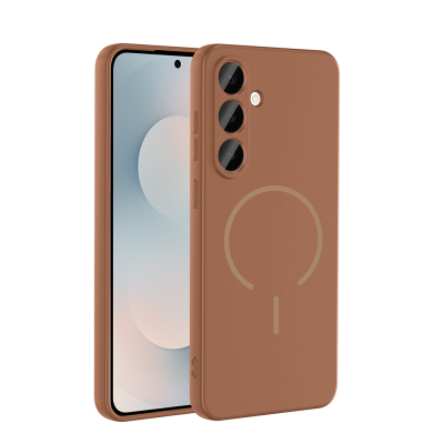 Galaxy S24 FE Case Zore Meta Cover with M-safe Charging Feature Brown