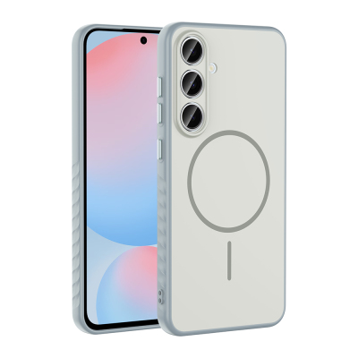 Galaxy S24 FE Case Zore Tea Cover with M-safe Charging Feature Silver