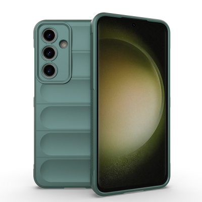 Galaxy S24 FE Kılıf Esnek TPU Oyuklu Arka Yüzey Tasarımlı Zore Etnik Silikon Kapak Koyu Yeşil