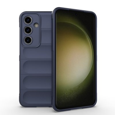Galaxy S24 FE Kılıf Esnek TPU Oyuklu Arka Yüzey Tasarımlı Zore Etnik Silikon Kapak Lacivert
