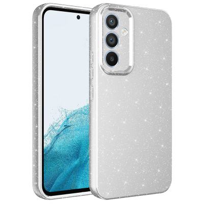 Galaxy S24 FE Kılıf Kamera Korumalı Simli Lüks Zore Koton Kapak Gümüş