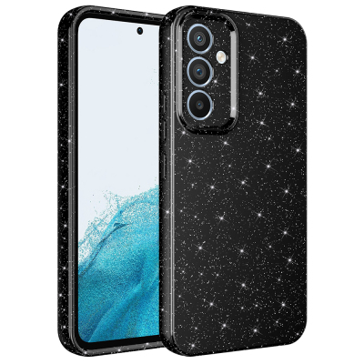 Galaxy S24 FE Kılıf Kamera Korumalı Simli Lüks Zore Koton Kapak Siyah