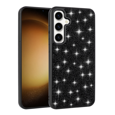 Galaxy S24 FE Kılıf Parlak Taşlı Tasarım Zore Pırlanta Kapak Siyah