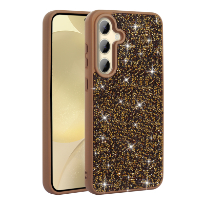 Galaxy S24 FE Kılıf Parlak Taşlı Tasarım Zore Pırlanta Kapak Gold