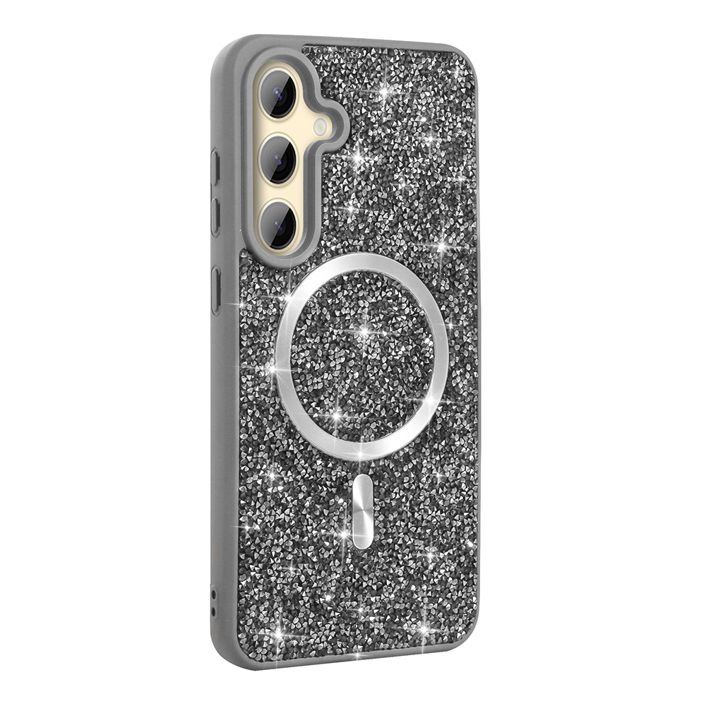 Galaxy S24 FE Kılıf Pırlanta Tasarımlı M-safe Şarj Özellikli Zore Mozaik Silikon Kapak - 3