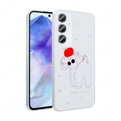 Galaxy S24 FE Kılıf Şeffaf Figürlü Zore Folk Sert Kapak Sevimli Köpek