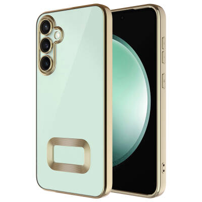 Galaxy S24 Kılıf Kamera Korumalı Logo Gösteren Zore Omega Kapak Gold