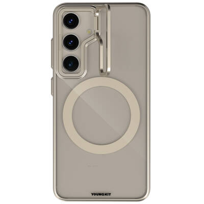 Galaxy S24 Kılıf Magsafe Şarj Özellikli Sararma Önleyici Youngkit Crystal Grid Kapak Gold