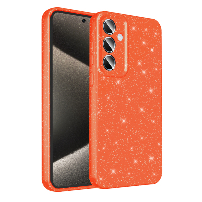Galaxy S24 Plus Case Camera Protected Silvery Luxury Zore Koton Cover Orange