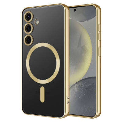 Galaxy S24 Plus Case Camera Protected Zore Demre Cover with Magsafe Wireless Charging Feature Gold