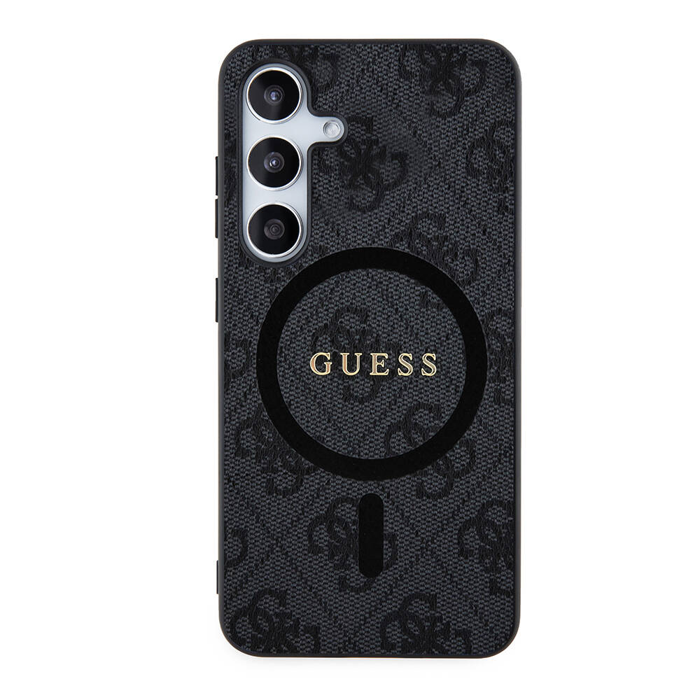 Galaxy S24 Plus Case Guess Original Licensed Magsafe Charging Featured PU Ring 4G Patterned Text Logo Cover - 3