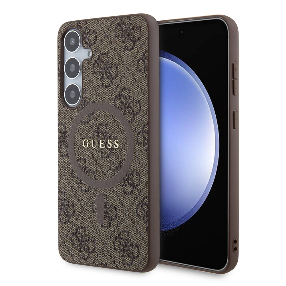 Galaxy S24 Plus Case Guess Original Licensed Magsafe Charging Featured PU Ring 4G Patterned Text Logo Cover - 15