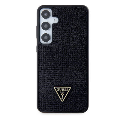 Galaxy S24 Plus Case Guess Original Licensed Stone Back Cover with Triangle Logo Black