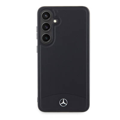 Galaxy S24 Plus Case Mercedes Benz Original Licensed Leather Textured Plain Cover with Magsafe Charging Feature Black