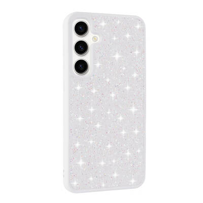 Galaxy S24 Plus Case Shiny Stone Design Zore Diamond Cover White