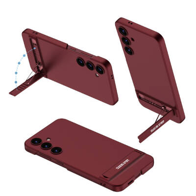 Galaxy S24 Plus Case Zore Camera Protection Vertical Stand Ays Cover Plum