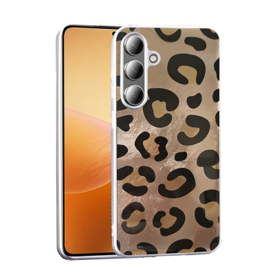 Galaxy S24 Plus Kılıf Desenli Zore Mep Kapak Gold Leopar