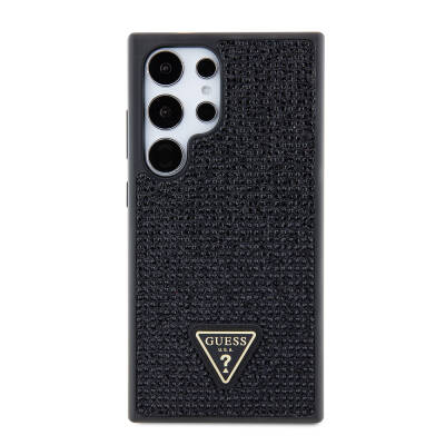 Galaxy S24 Ultra Case Guess Original Licensed Stone Back Cover with Triangle Logo Black