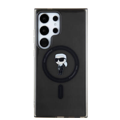 Galaxy S24 Ultra Case Karl Lagerfeld Original Licensed Karl Head IML Printed Cover with Magsafe Charging Feature Black