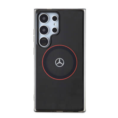 Galaxy S24 Ultra Case Mercedes Benz Original Licensed Red Ring Cover with Magsafe Charging Feature and IML Star Logo Black