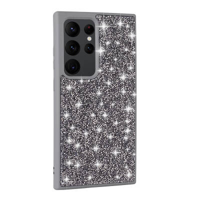 Galaxy S24 Ultra Case Shiny Stone Design Zore Diamond Cover Grey