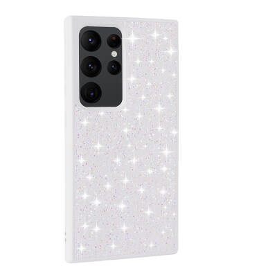 Galaxy S24 Ultra Case Shiny Stone Design Zore Diamond Cover White