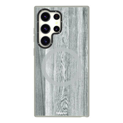 Galaxy S24 Ultra Case with Magsafe Charging Featured Yellowing Resistant Youngkit Wood Forest Series Cover Grey