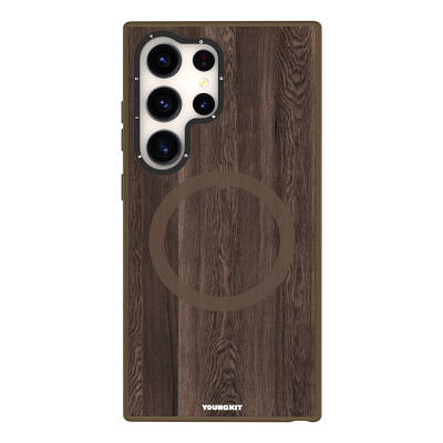 Galaxy S24 Ultra Case with Magsafe Charging Featured Yellowing Resistant Youngkit Wood Forest Series Cover Brown